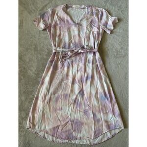 Downeast Tie Dye Dress V-Neck Short Sleeve‎ Casual Midi Dress Size M